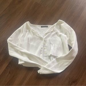 brandy melville cropped white button down sweater